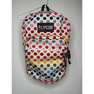 Jansport Trans Backpack White with Colorful Polka Dots